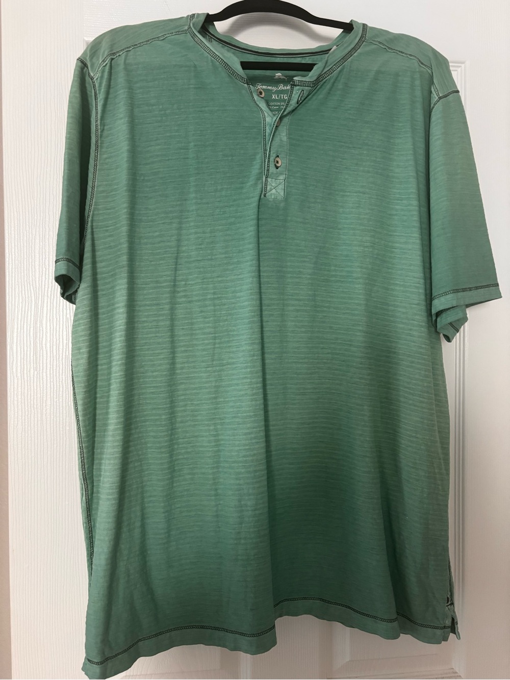 Men’s Used Tommy Bahama Men's Short Sleeve Henley Shirt - Seafoam Green
